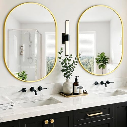 Oval Bathroom Mirror, 2 Pack 24"x36" Gold Vanity Mirror for Over Sink