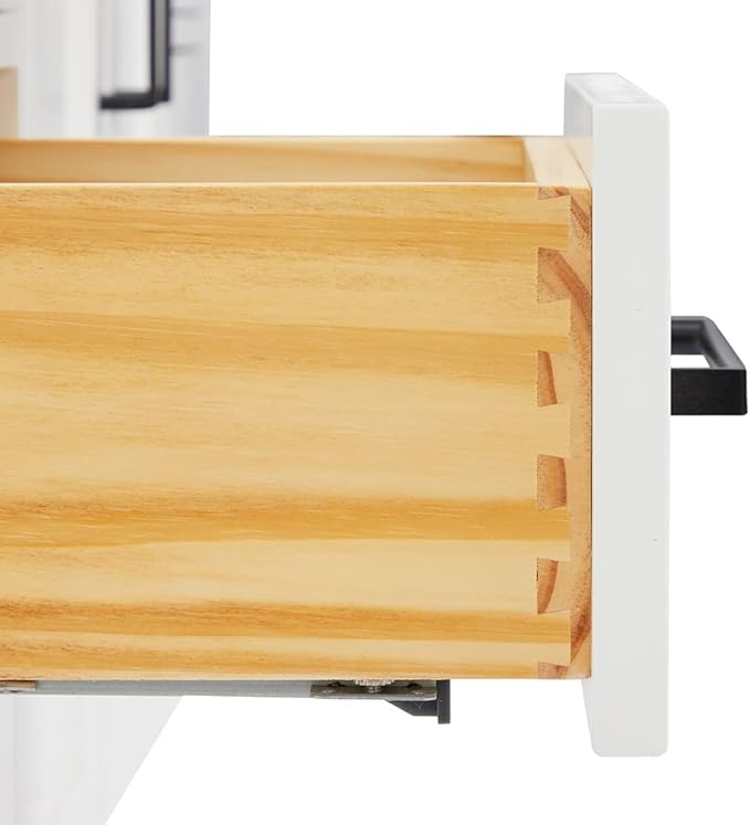 ARIEL Hepburn 42-inch Bathroom Vanity Base Cabinet,Solid Wood, 2 Soft Closing Doors, 9 Dovetail Drawers, White
