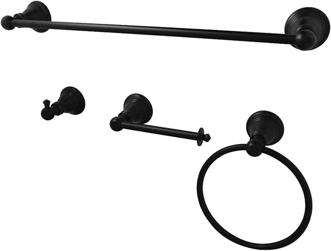 Kingston Brass BAHK192478MB American Classic Bathroom Hardware Set, Matte Black 18 x 7 x 3.25