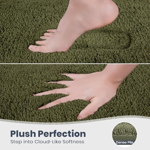 PURRUGS Bathroom Rug, Bath Mat, 20" x 30", Olive Green