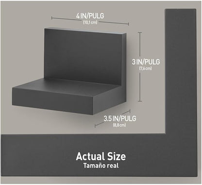 Command Display Ledges, Holds up to 2 lb, Slate, 2 Ledges with 8 Medium Strips, Damage-Free Hanging Floating Shelf with Adhesive Strips, Personalize Living Room, Bedroom, Kids Room or Office