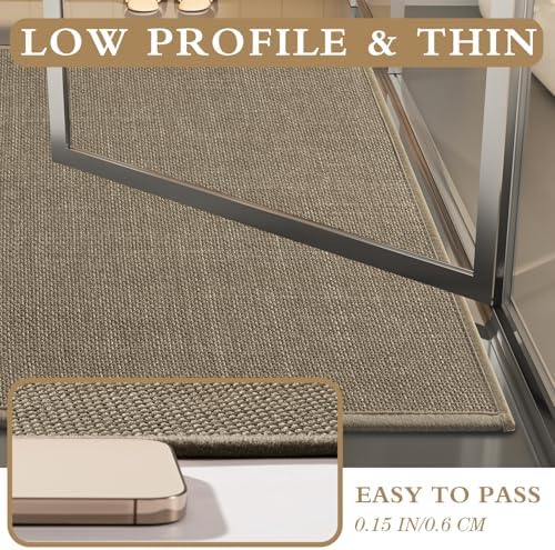 YIHOUSE Bathroom Rugs Thin Bath Mat Sets 2 Pieces Quick Dry,Brown