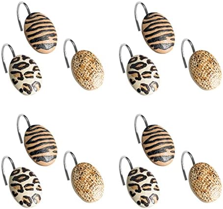 Zahari Home Gazelle Shower Hooks Set - Rust-Proof Curtain Rings with Unique Design - 12 Resin Hooks for Customizing Your Shower Space