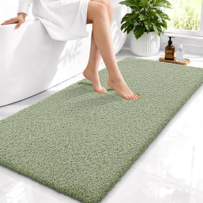 OLANLY Microfiber Bathroom Runner Rugs 47x24, Soft Bath Mat, Sage Green