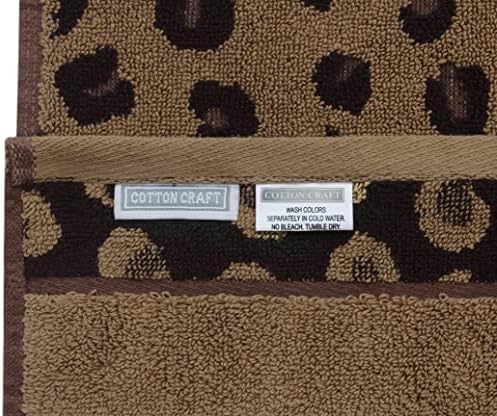 COTTON CRAFT Hand Towels - Set of 4 Pure Cotton Animal Print Safari Towels