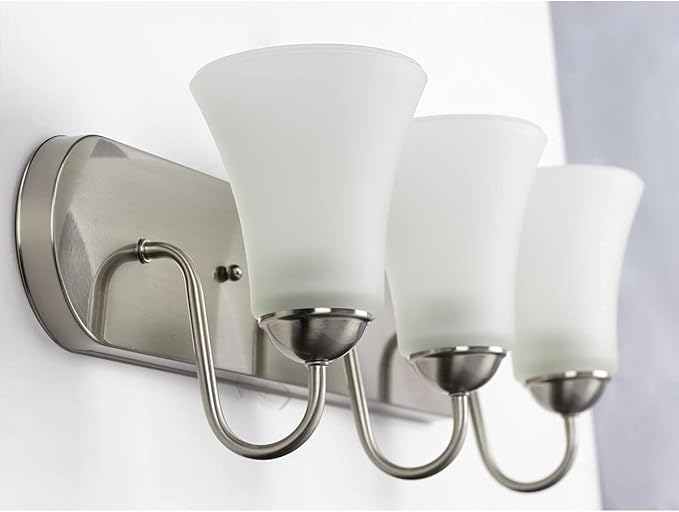 Progress Lighting Classic Collection 3-Light Etched Glass Traditional Bath Vanity Light Brushed Nickel