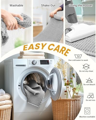 Furicher Large Waffle Bath Mat Set of 2, Non Slip Bath Mats for Bathroom, Ultra Absorbent Bathroom Mat for Bathroom Decor, Pottery Barn Furniture Choice, Washable Kitchen Rugs for Boho Decor