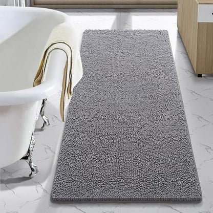 LOCHAS Luxury Bathroom Rug Shaggy Bath Mat 24 x 54 Inch, Gray