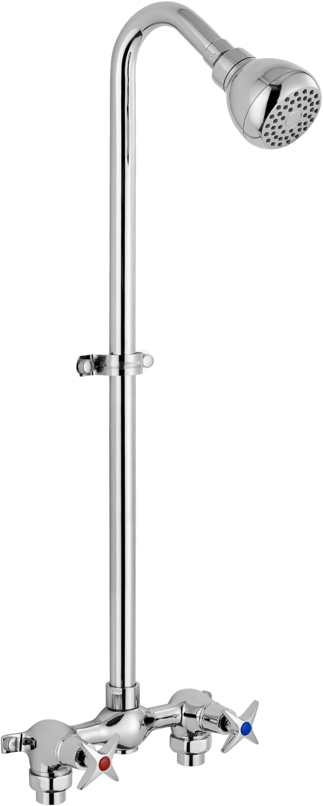 Aolemi Outdoor Shower Kit, 6-Inch Center, 2-Handle, Polish Chrome | Solid Brass Mixer Valve, SUS304 Shower Pipe, Dual-Handle Hot And Cold Control, Reversible Inlets, and Rotating Head