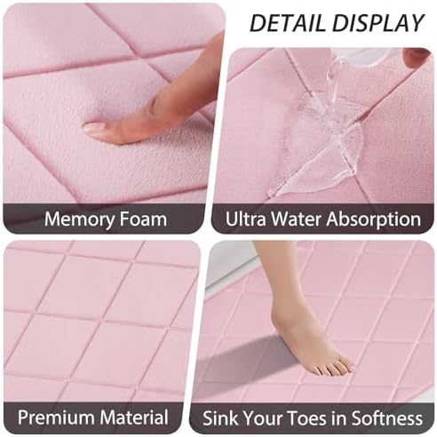 Bathroom Accessory Set - 25PC Bathroom Sets with Shower Curtain and Rugs, Pink Bathroom Set, Bathroom Accessories Set, Shower Curtain Sets with Rugs, Bathroom Trash Can & Soap Dispenser