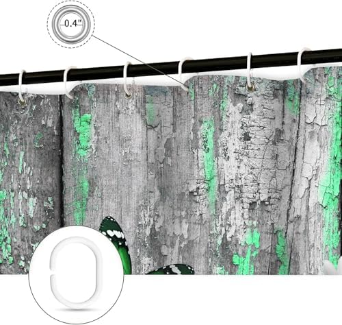 Cow Shower Curtain, Farmhouse Rustic Floral Funny Highland Cow Shower Curtains for Bathroom, Western Cute Daisy Flowers and Butterfly on Country Wooden Farm Animal Bathroom Decor with Hooks 60x72in