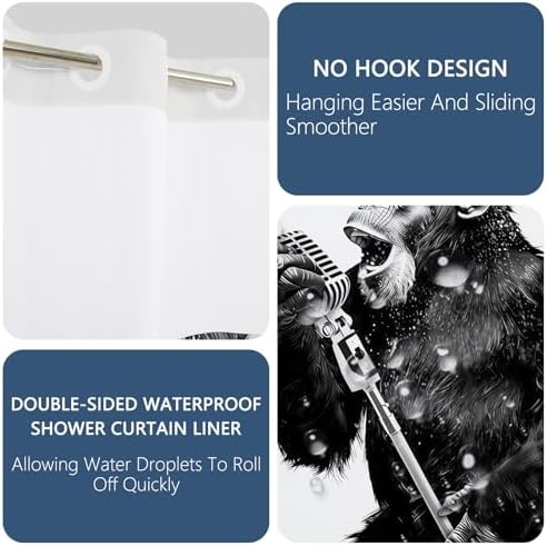No Hook Shower Curtain with Snap in Liner 71x74 Inch