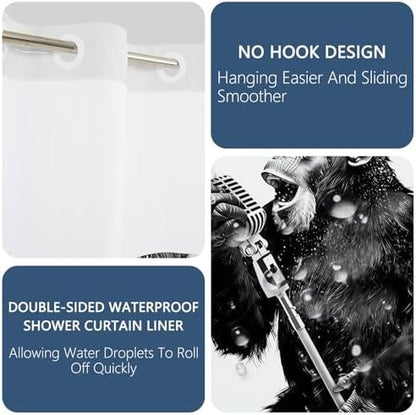 No Hook Shower Curtain with Snap in Liner 71x74 Inch