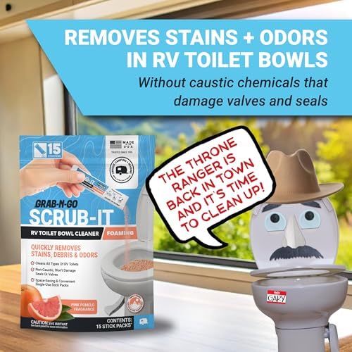 Unique Scrub-It RV Toilet Cleaner, Foaming Powder Stick Packs, 15-Count