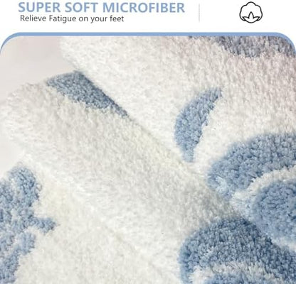 APROPHIC Blue Pumpkin Bath Mats, Fall Bathroom Decor, Non-Slip Microfiber Bath Rugs, Autumn Thanksgving Bathroom Rug for Shower, Tub, Sink, Decor, Machine Washable, 20x30 inch