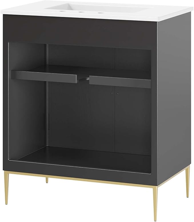 Modway Awaken Bathroom Vanity Cabinet, 30", White Black