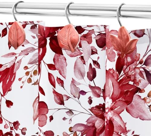 Terracotta Plant Leaf Shower Curtain Hooks,Eucalyptus Bathroom Decor,12PCS