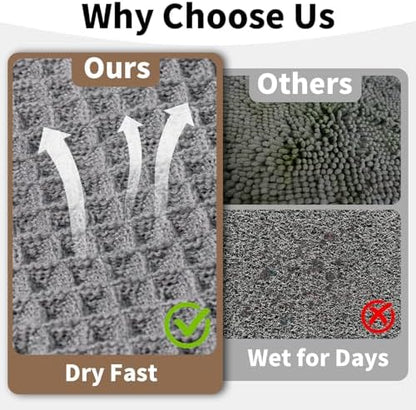 Waffle Bath Mat, Boho Bathroom Rugs Non Slip Washable, 20" x 48"