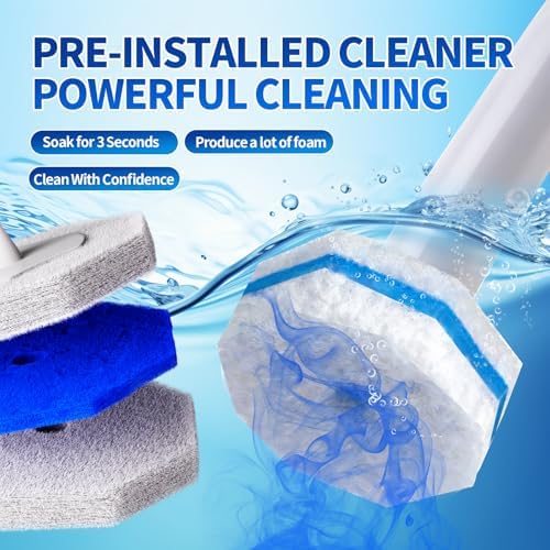 Disposable Toilet Brush Set with 60 Replacement Heads, Toilet Cleaning Replacement Pads, Starter Kit with Storage Case for Deep Cleaning and Hygienic Bathroom Maintenance