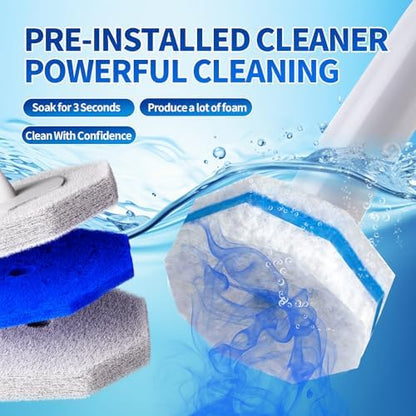 Disposable Toilet Brush Set with 60 Replacement Heads, Toilet Cleaning Replacement Pads, Starter Kit with Storage Case for Deep Cleaning and Hygienic Bathroom Maintenance