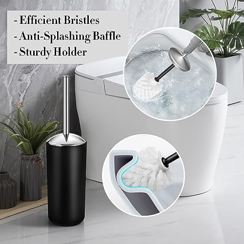 Black Bathroom Accessories Set, 10Pcs Bathroom Accessory Set with Trash Can, Soap Dispenser and Toothbrush Holder, Soap Dish, Cotton Ball & Qtip Holder, Toilet Brush Holder, Tissue Box Cover