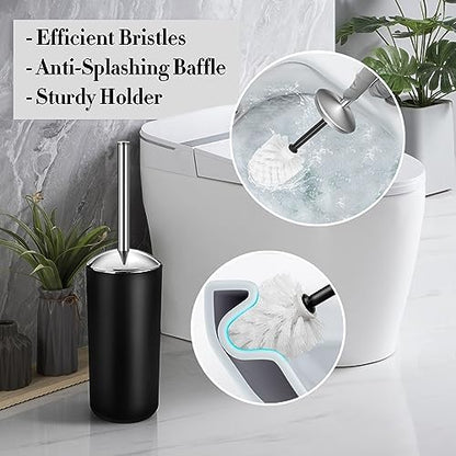 Black Bathroom Accessories Set, 10Pcs Bathroom Accessory Set with Trash Can, Soap Dispenser and Toothbrush Holder, Soap Dish, Cotton Ball & Qtip Holder, Toilet Brush Holder, Tissue Box Cover