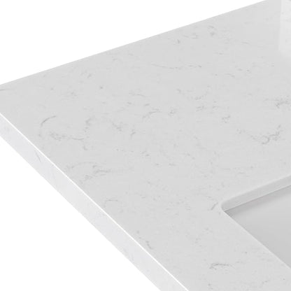 ARIEL Cambridge 36-inch Bathroom Vanity with Sink,Solid Wood, 1.5-inch Carrara White Quartz Countertop, Single Rectangular Porcelain Sink, 2 Soft Closing Doors, 5 Dovetail Drawers, Vintage Green