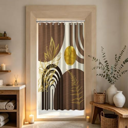 Brown and Gold Stall Shower Curtain, 48X72 in Narrow Small, Mid Century