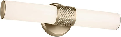 Kichler Sashi 18" LED Small Bath Bar with White Glass in Champagne Bronze, Modern, for Vanity, Fireplace, Buffet, Hallway, Vanity Mirror, (18" W x 5" H), 55191CPZLED