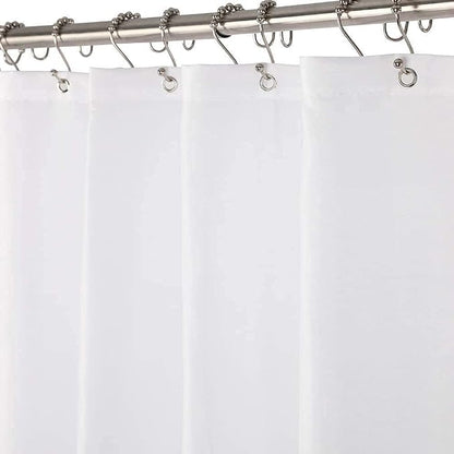 White Long Shower Curtain Liner Washable, 72 x 78 Inches, Fabric Shower Liner with 2 Bottom Stones, Waterproof 2-in-1 Shower Curtain and Liner, 12 Grommet Holes, Hotel Quality, White