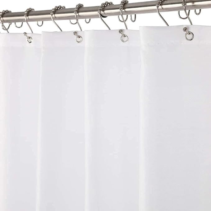 White Shower Liner Cloth Waterproof, White Shower Curtain Liner Fabric with Weighted Stones, Washable Shower Curtain and Liner 2-in-1, 120G Heavy Duty, 12 Grommet Holes, 72 x 72 Inches