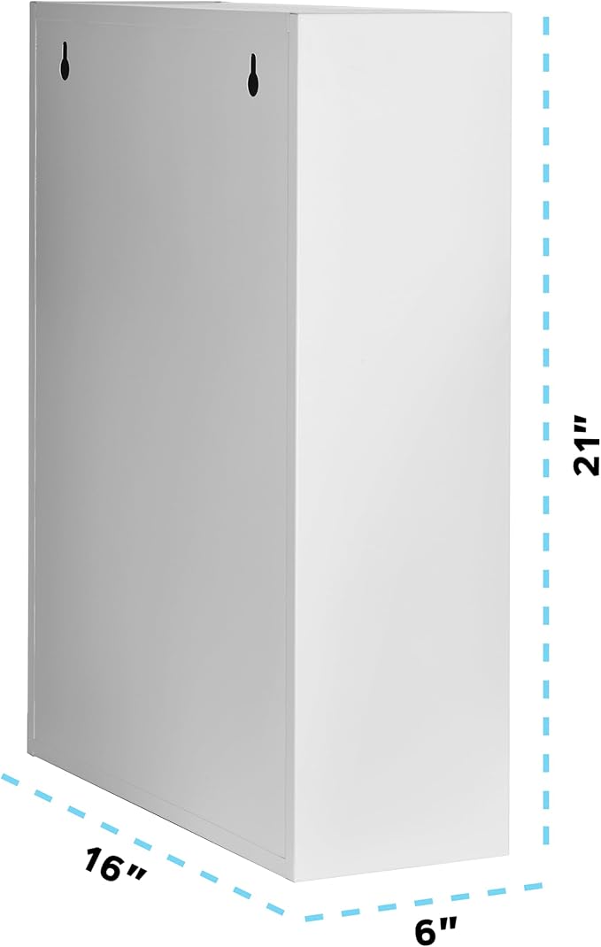 AdirMed Locking Medicine Cabinet Wall Mounted First Aid Cabinet with Lock, Lockable Wall Medicine Cabinet with Dual Lock and Dual Keys, 21" H x 16" W x 6" D, White
