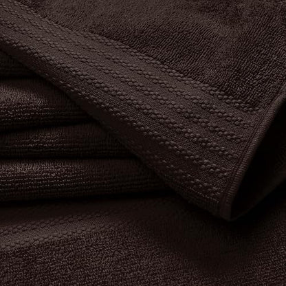 GLAMBURG Ultra Soft 6-Piece Hand Towel Set 16x28-100% Ringspun Cotton - Durable & Highly Absorbent Hand Towels - Ideal for use in Bathroom, Kitchen, Gym, Spa & General Cleaning - Chocolate Brown