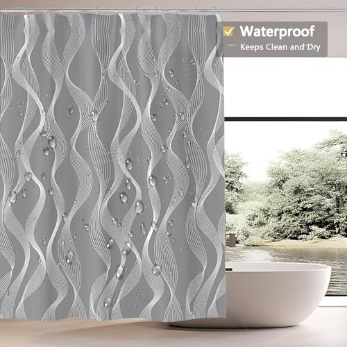 LLSCL Fabric Shower Curtain Liner with Magnets, Waterproof Hotel Quality, 72 x 72 Machine Washable