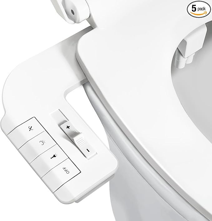 Bidet Attachment for Toilet,Self Cleaning Slim Bidets for Toilets,Non-Electric Dual Nozzle for Frontal & Rear Wash,White