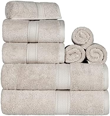 SUPERIOR Egyptian Cotton Ultra Plush & Absorbent, 8 Piece Set, Stone