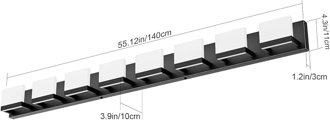 Tipace 8 Lights Modern LED Black Vanity Light for Bathroom Wall Light Up and Down LED Bathroom Light Fixtures Over Mirror(White Light 6000K)