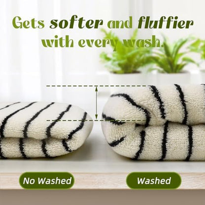 Black and White Striped Hand Towels for Bathroom, Vintage Kitchen Decor