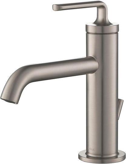 KRAUS Ramus Single Handle Bathroom Sink Faucet with Lift Rod Drain in Spot Free Stainless Steel, KBF-1221SFS-2PK