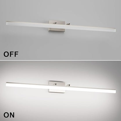 Aipsun 48inch Brushed Nickel Bathroom Llight Fixtures LED Vanity Light Adjustable Modern Vanity Lights Over Mirror Rotatable Lighting 5500K