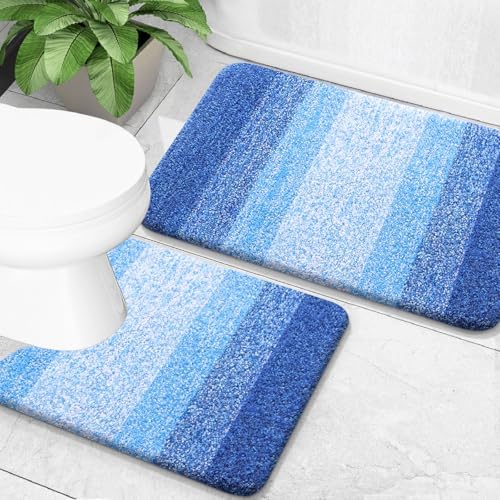 OLANLY Micorfiber Bathroom Rug Set 2 Piece, 30"x20"+U-Shaped 24"x20"