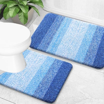 OLANLY Micorfiber Bathroom Rug Set 2 Piece, 30"x20"+U-Shaped 24"x20"