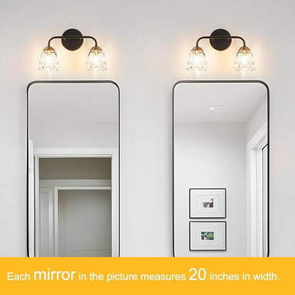 Antique 2 Light Bathroom Light Fixtures, Black and Gold Vanity Lights for Bathroom, Vanity Light Fixture with Clear Glass, Vintage Bathroom Lights over Mirror, Wall Sconce for Bedroom, Living Room