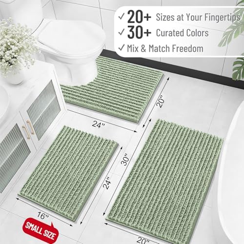 OLANLY Bathroom Runner Rugs 47x17, Thick Soft Absorbent Chenille Bath Rugs