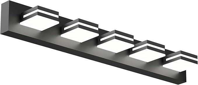 Modern Bathroom Vanity Light, 36" 5-Light Bathroom Lighting Fixtures Over Mirror, LED Vanity Light 3000K 4000K 5000K CCT Adjustable, Matte Black