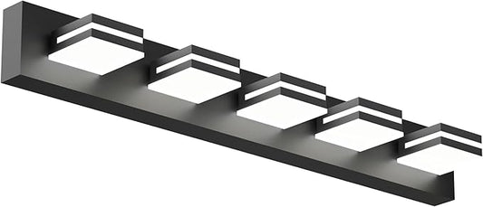 Modern Bathroom Vanity Light, 36" 5-Light Bathroom Lighting Fixtures Over Mirror, LED Vanity Light 3000K 4000K 5000K CCT Adjustable, Matte Black