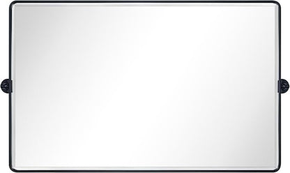 TEHOME Matt Black Horizontal Pivot Bathroom Vanity Mirror Large 30x48'' Black Metal Framed Rectangle Tilting Beveled Vanity Mirrors for Wall, Overall 51.91 x 30 inches (Mirrror 48 x 30 inches)