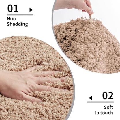 Disolla Beige Bathrom Runner Rug 24x70 - Extra Large Soft Plush Bath Mat, Thick Long Non-Slip Shaggy Floor Mat, Ultra-Absorbent for Master Bathroom Vanity