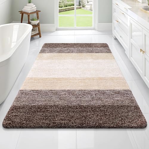 OLANLY Large Bathroom Rugs Mat 70x46, Extra Soft Absorbent Microfiber Bath Rugs, Rubber Backing, Quick Dry, Machine Washable Bath Mats for Bathroom Floor, Tub and Shower, Home Decor Accessories, Brown