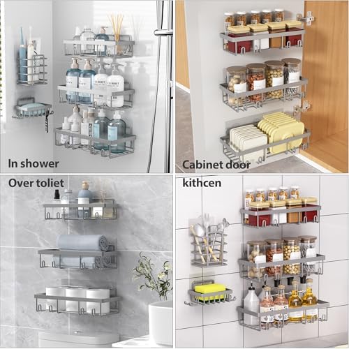 Liuoud 10 Pack Shower Caddy for Inside Shower, Grey Bathroom Storage Decor